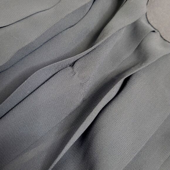 VINTAGE 90s black bias maxi tank dress with sheer knife pleated panel S - Picture 7 of 11